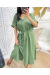 MILITARY GREEN PE304 BUTTON DRESS