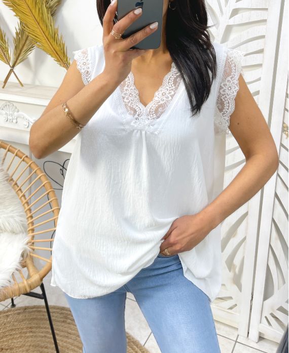 TOP DENTELLE PE372 BLANC