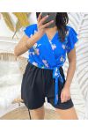 FLORAL SHORTSUIT PE1051 ROYAL BLUE