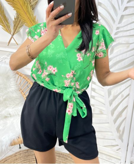 FLORAL SHORTSUIT PE1051 GROEN