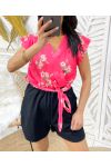 FLORAL SHORTSUIT PE1051 FUSHIA