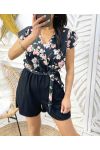 FLORAL SHORTSUIT PE1051 BLACK