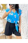 FLORAL SHORTSUIT PE1051 AZUL CIELO