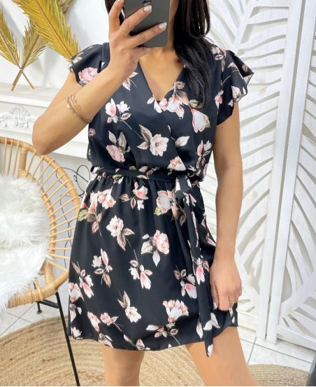 FLORAL DRESS PE1223 NEGRO