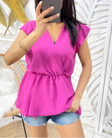 TOP V-NECK PE1201 fioletowy