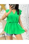 TOP SCOLLO A V PE1201 VERDE