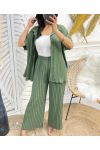 BLOUSE + MATCHING PANTS PE1113 MILITARY GREEN