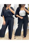 BLOUSE + MATCHING PANTS PE1113 BLACK