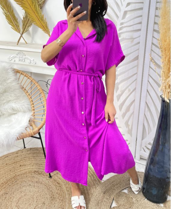 ROBE A BOUTONS PE304 MAUVE