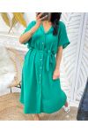 BUTTON DRESS PE304 EMERALD GREEN