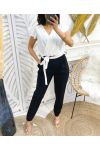 PE425 POCKET BROEK JUMPSUIT WIT