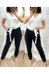 PE425 POCKET BROEK JUMPSUIT WIT