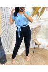 JUMPSUIT PE425 POCKETS SKY BLUE