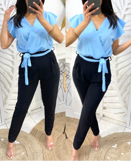 JUMPSUIT PE425 POCKETS SKY BLUE