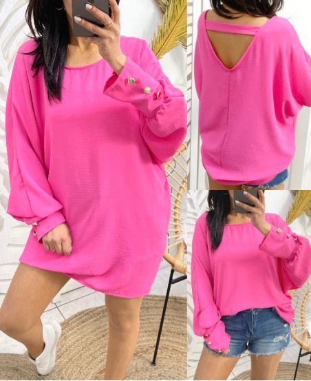 TOP OVERSIZE SCHIENA APERTA PE412 FUCSIA