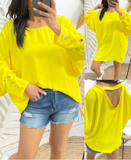  TOP OVERSIZE DOS OUVERT PE412 JAUNE