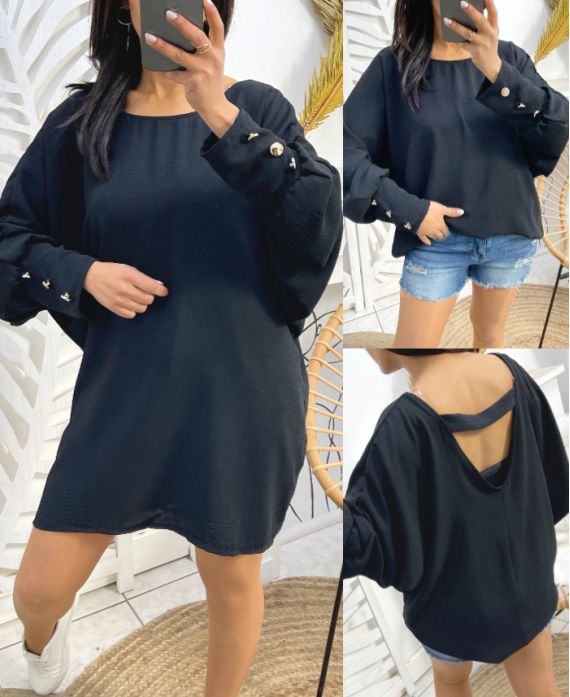  TOP OVERSIZE DOS OUVERT PE412 NOIR