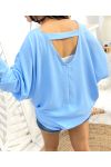 TOP OVERSIZE CON ESPALDA ABIERTA PE412 AZUL CIELO