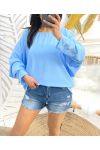 OVERSIZED OPEN BACK TOP PE412 SKY BLUE