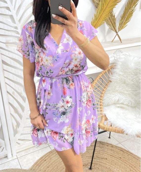 ROBE FLORALE PE731 LILA