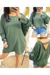 OVERSIZED TOP BUTTONS GOLD OPEN BACK PE412 MILITARY GREEN