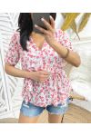 TOP VOILAGE FLEURS PE1262 ROSE