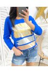 COTTON T-SHIRT FLOCKING DORE 1429 ROYAL BLUE