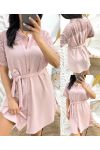 ROBE TUNIQUE DENTELE PE253 ROSE