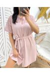 ROBE TUNIQUE DENTELE PE253 ROSE