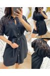 SERRATED TUNIC DRESS PE253 BLACK