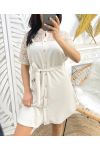 PE253 SERRATED TUNIC DRESS BEIGE