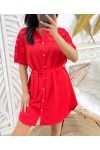 SERRATED TUNIC DRESS PE253 RED