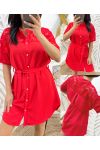 SERRATED TUNIC DRESS PE253 RED