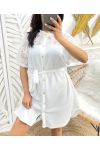 SERRATED TUNIC DRESS PE253 WHITE