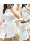 SERRATED TUNIC DRESS PE253 WHITE