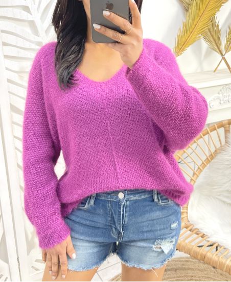 WEICHER PULLOVER MIT V-AUSSCHNITT AH871 PLUM