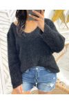 SOFT V-NECK SWEATER AH871 BLACK