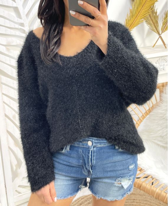 SOFT V-NECK SWEATER AH871 BLACK