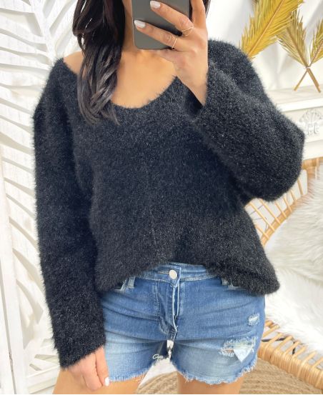 SOFT V-NECK SWEATER AH871 BLACK