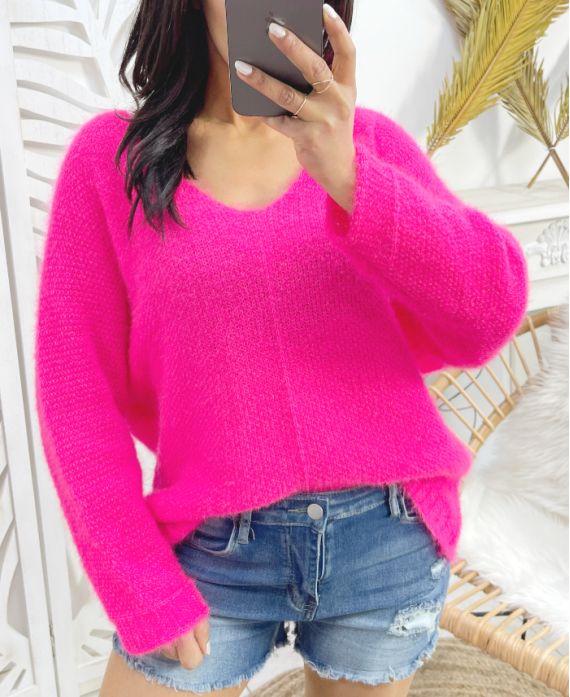 SOFT V-NECK SWEATER AH871 FUSHIA