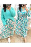 ROBE LONGUE SATINEE PE294 BLEU