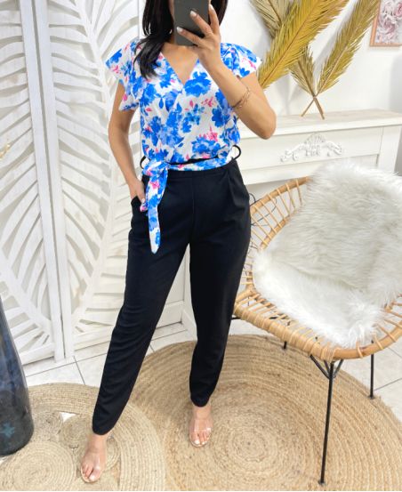 BLUMEN-JUMPSUIT PE410 BLAU