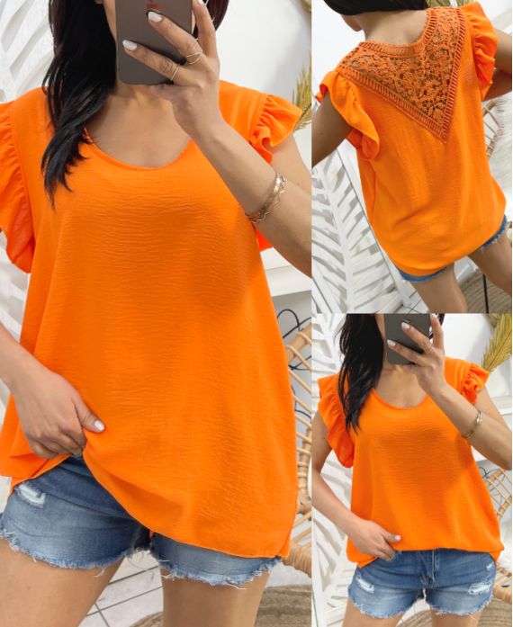 LACE BACK TOP PE333 ORANGE