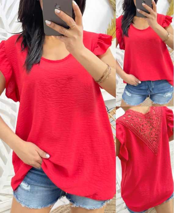 LACE BACK TOP PE333 RED