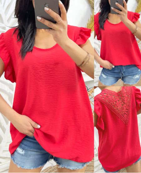 LACE BACK TOP PE333 RED