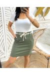 2-POCKET SKIRT WITH ROPE BELT PE336 MILITARY GREEN