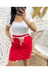 2-POCKET SKIRT WITH ROPE BELT PE336 RED