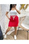 2-POCKET SKIRT WITH ROPE BELT PE336 RED
