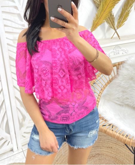 TOP LACE SHOULDERS DENUDEES FUSHIA 1770