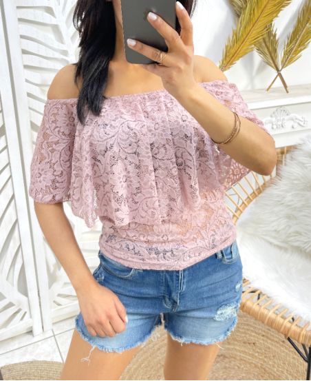 TOP LACE SHOULDERS DENUDEES PINK 1770